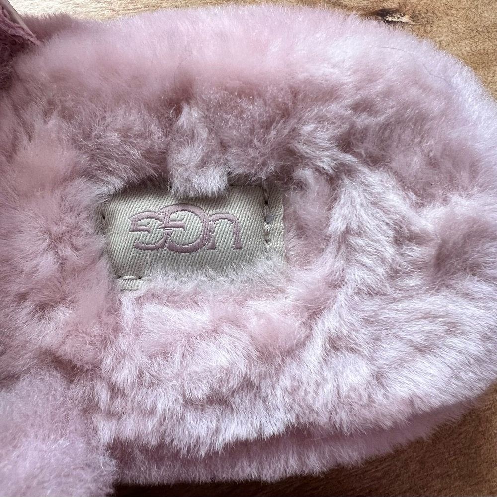 UGG- Fuzzy YEAH Sandal Slipper - Dusty PINK - SOFT Real Lamb Fur - Buckles - Picture 8 of 8